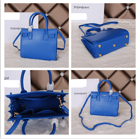 Amazing! 2014 Cheap Saint Laurent Yves - Classic Nano Sac De Jour Bag in Royal Blue Leather - Click Image to Close